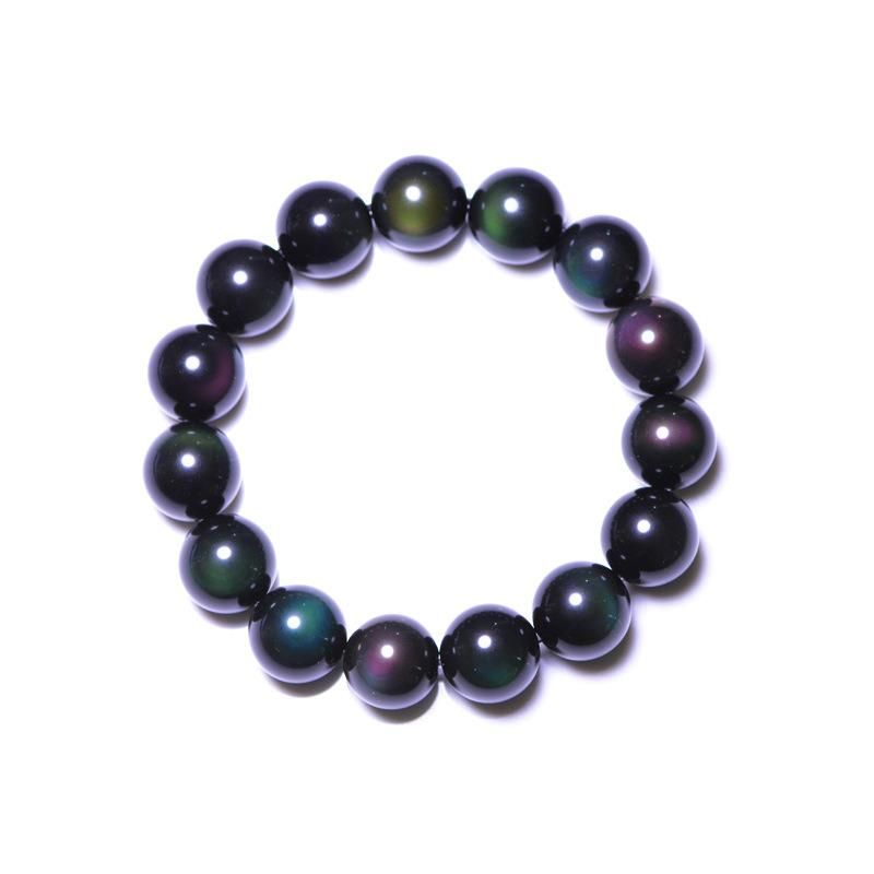 Natural Double Rainbow Eye Obsidian Bracelet Single-Circle Crystal Bracelet