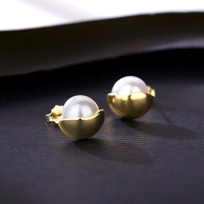 Fashion Jewelry Ball Silver Short Earring Stud with Pearl