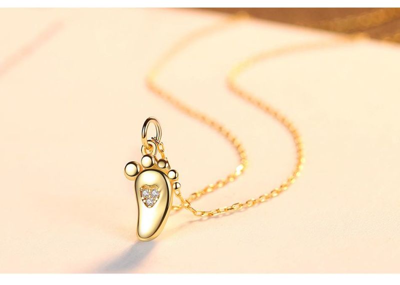 OEM Custom Fashion 925 Silver Chain Necklace with Cute Feet