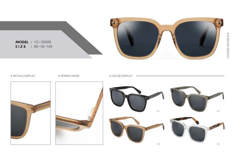 High Quality Retro Frame Acetate Woman Man Sunglasses Polarized Lens 29006