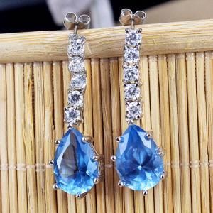 Fashion Costume Jewelry Accessory Stud Dangle Blue Topaz Earring