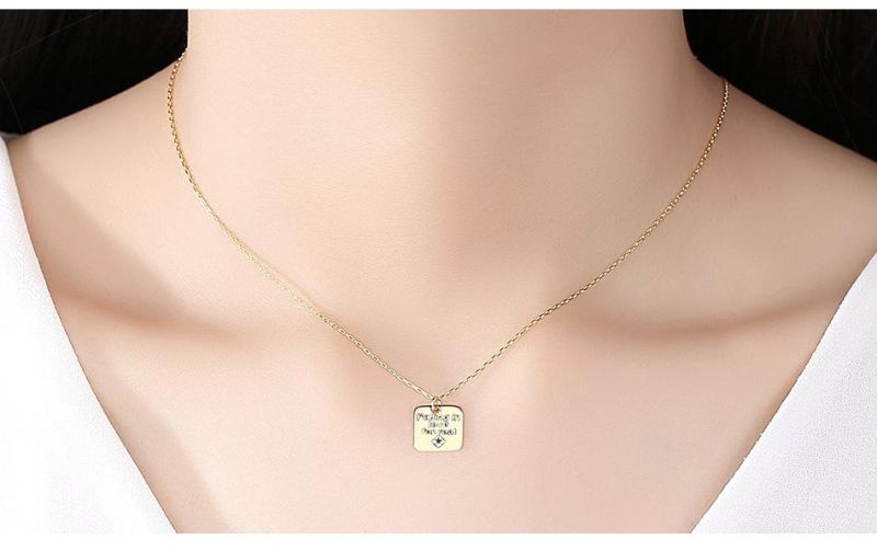 Sliver Square Sign Shape Pendant in Necklace