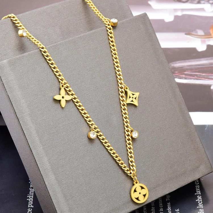 Fashion Jewelry Lucky Necklace Fashion Female Clover Flower Zircon Pendant Necklace