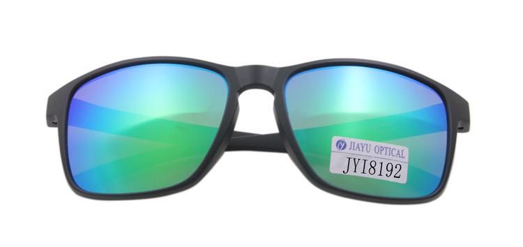 Newest Custom Men Fashion Sunglasses Green Mirror Lens Plastic Sunglasses