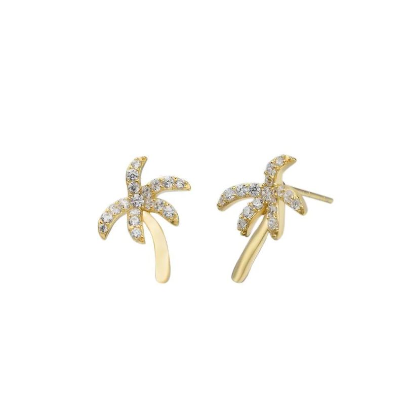 Luxury Statement Unique Coconut Tree Gold Chunky Earrings