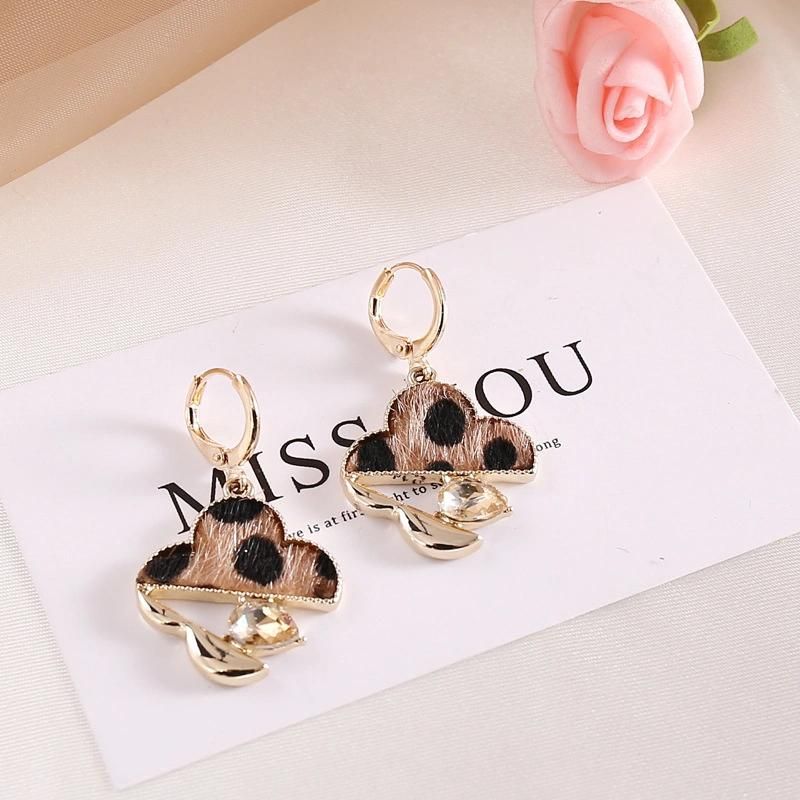 Leopard Print Flower Shape Alloy Retro Earring