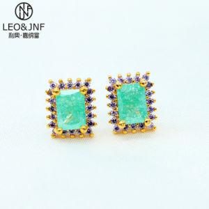 Wholesale Fashion Imitation Jewelry Earrings Brazil Fusion Stone in Copper Gold Plattingt Fashion Jewellry