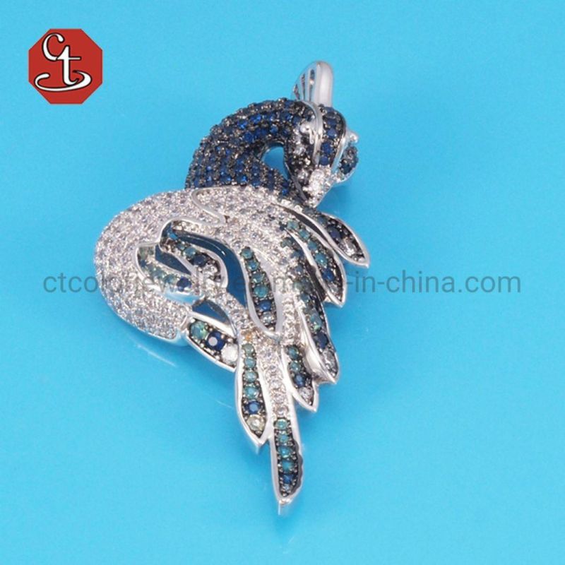 Luxury Peacock Animal Design New Fashion Silver Color Filled CZ Drop Earring