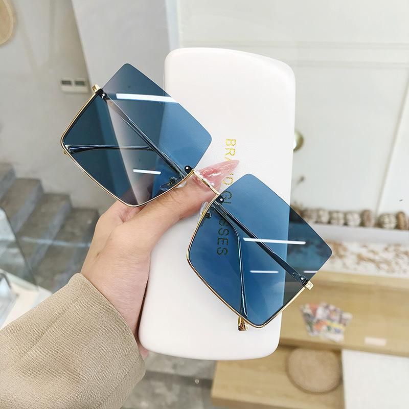 Fashion Half Frame Sun Glasses with Metal Retro Square Ink