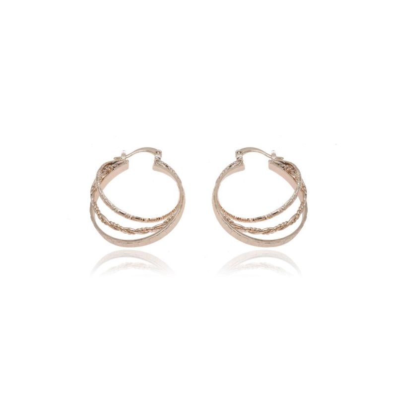 Brass Plated Jewelry Gold Circle Shaped Lady Fashion Earrings