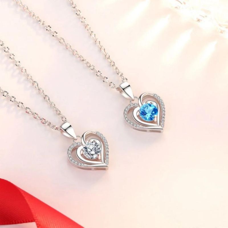 Factory Supply 925 Sterling Silver Necklace Women Ins Light Luxury Niche Heart-Shape High End Clavicle Chain