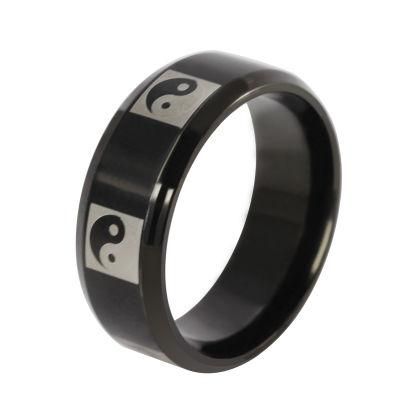 Souvenirs Simple Men&prime;s Jewelry Silver China Yinyang Ring for Gift