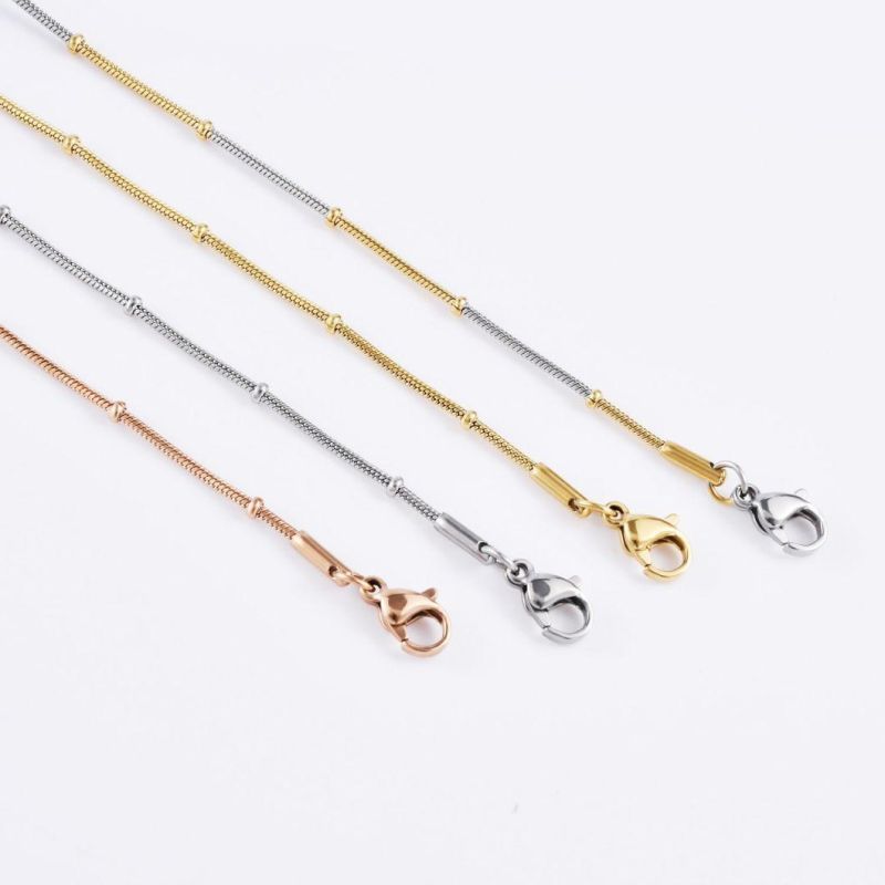 Free Sample Fashion Anklet Jewelry Parts Round Snake Chains Stainless Steel Bracelet Necklace with Balls for Jewellery Handcraft Making