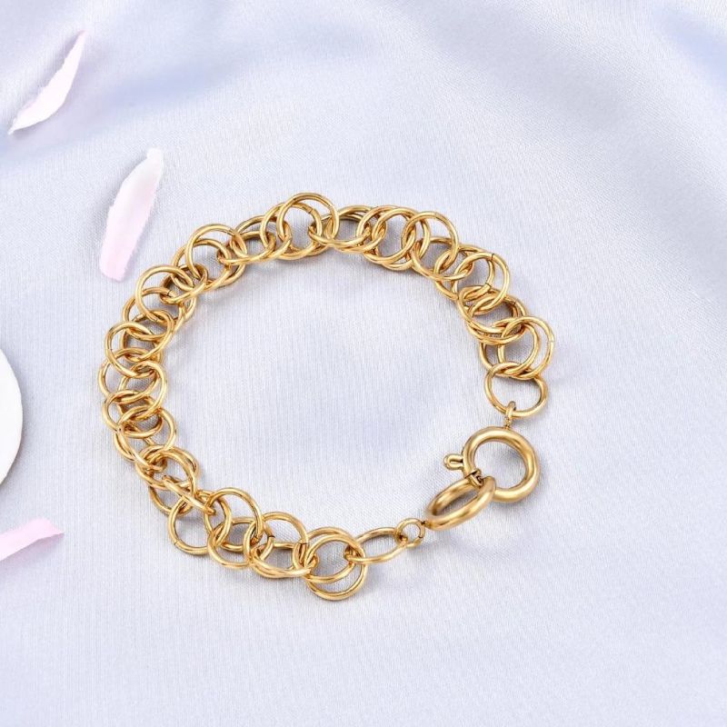 Gold Circle Linked Chain, 316L Stainless Steel Light Flat Cut Circles Jewelry