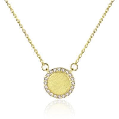Cubic Zircons on Sun Flower Shape Copper Chains Necklace