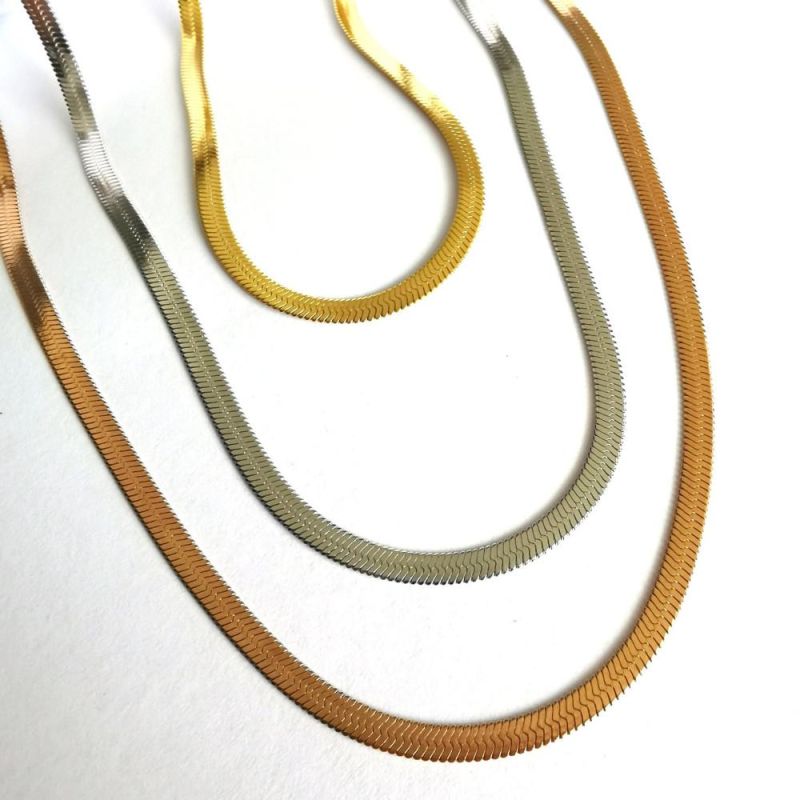 Wholesale Gold Plated Fashion Jewelry Ultra Thin Herringbone Necklace for Costume Jewellery