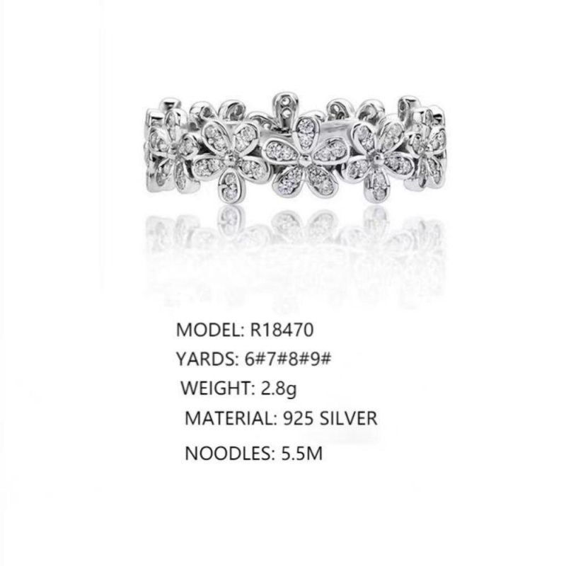 925 Sterling Silver Daisy Flower Rings Zircon Stone Ring Natural Floral Ring Jewelry