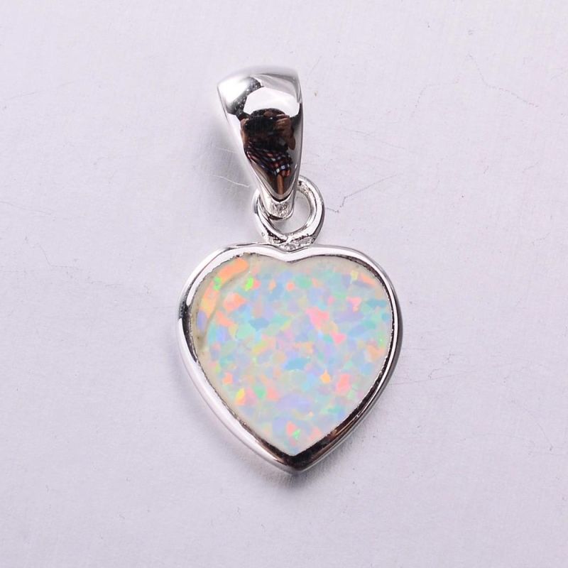 Wholesale Opal Pendant Fashionable 925 Silver Heart Shape Opal Pendant