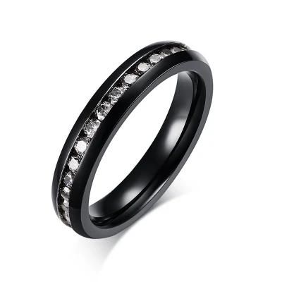 CZ Cubic Zircon Engagement Ring Stainless Steel Gold Wedding Ring
