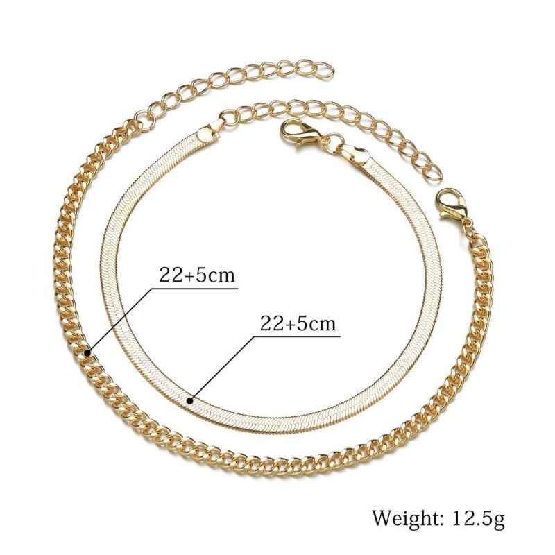 Minimalist Wind Metal Texture Chain Snake Chain 2 Pieces Set of Anklet Wholesale