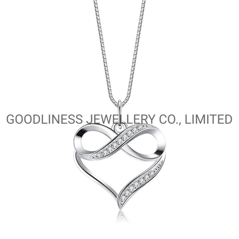Dainty 925 Sterling Silver Women Infinity Heart Pendant Necklace Design
