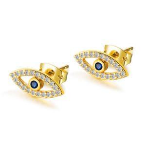 18K Gold Plated Evil Eyes Metal Bronze Earrings for Women