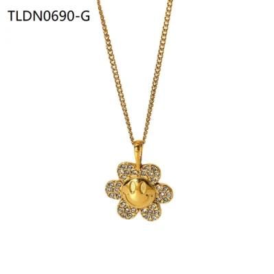 Stainless Steel Fashion Jewelry Gold Chain Necklace Designs, Happy Face Necklace, Smile Necklace