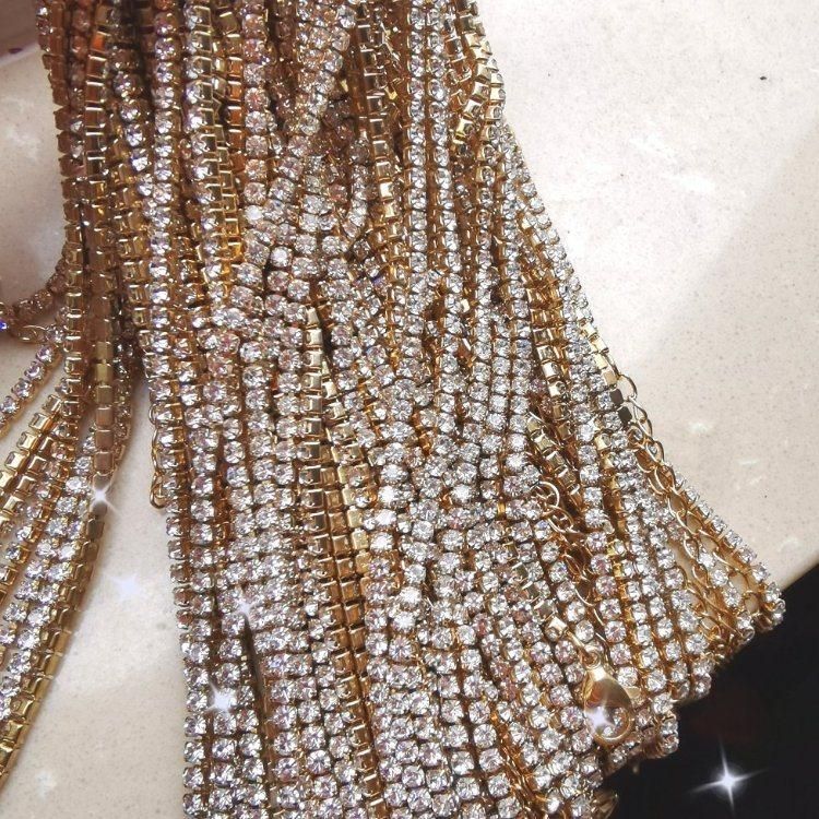 Costume Fashion18K Gold Plated Charm Crystal Shiny Rhinestone Necklace Bracelet Anklet Jewelry Design