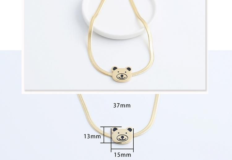 Fashion Jewelry 24K Gold Women′s Stainless Steel Flat Snake Chain Bear Pendant Necklace