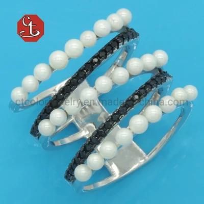 Elegant Multi-Layer Pearl Ring Bead Finger Ring Women Girl Party Gifts Jewelry