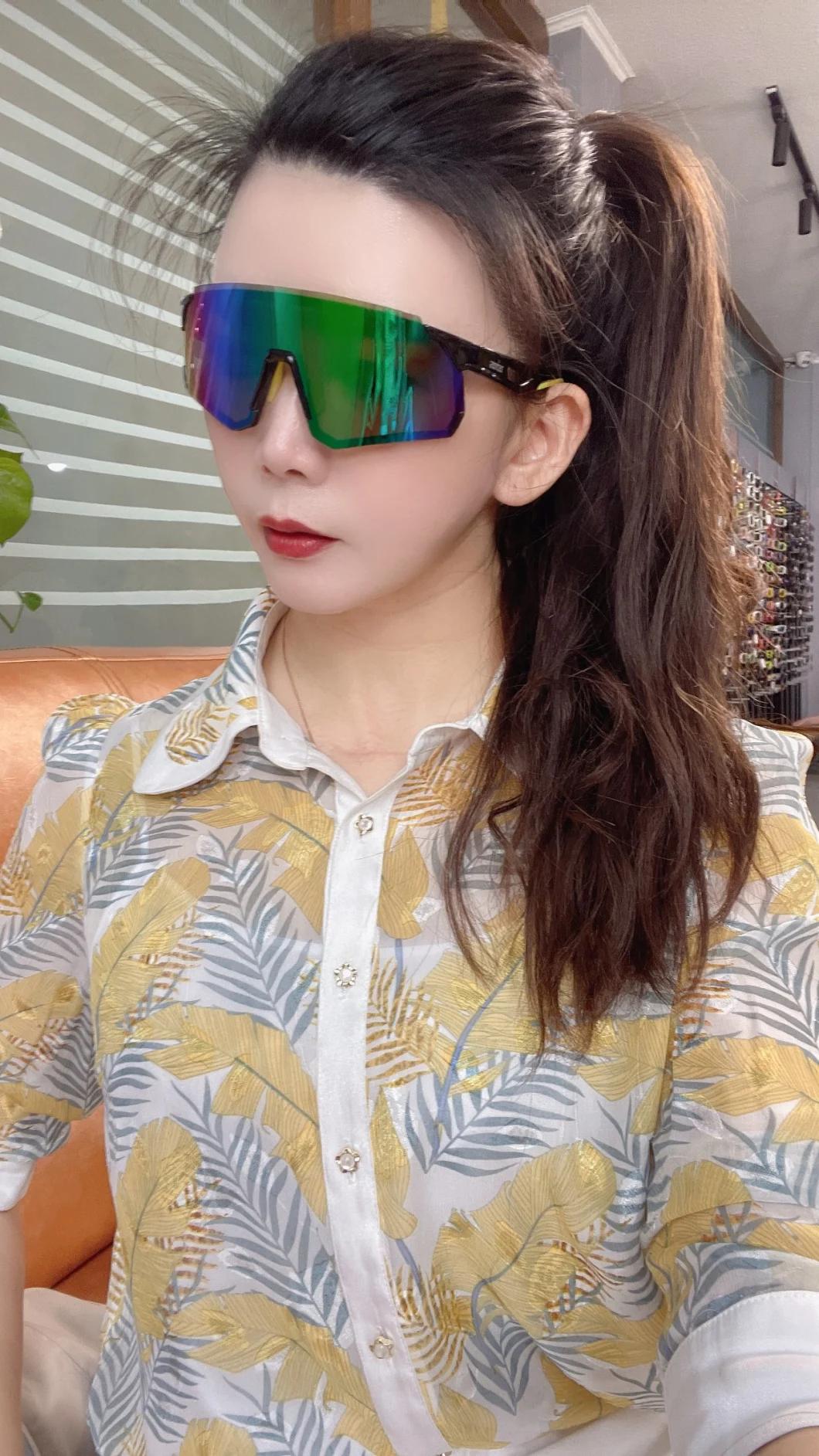Mlt220302-2 Cool New Free Sample Bike Riding Nylon Premium Quality Cycling Glasses Sports Glasses with Green Revo