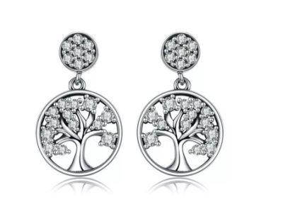Genuine 925 Sterling Silver Life&prime;s Tree Earrings
