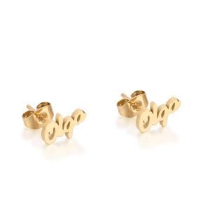 Wholesale Customizable Letters Gold-Plated Stainless Steel Earring Stud