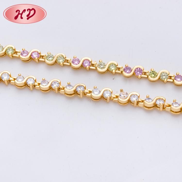 Fashion Jewelry Crystal Copper Ladies Gold Bracelets for Wedding Wear