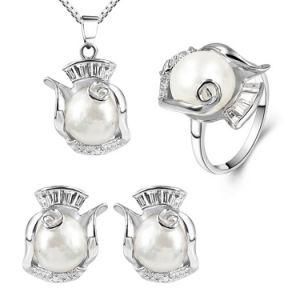 Fashion Precious Jewelry 925 Sterling Silver Pearl Jewelry Set