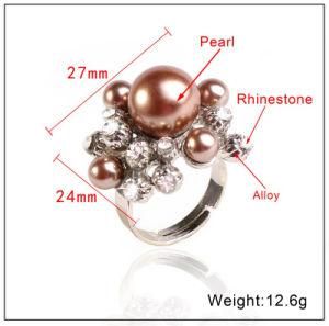 Fashion Jewelry Fashion Ring Pearl and Diamond Ring Costume Jewelry Open Ring 10 Colors Brige Ring