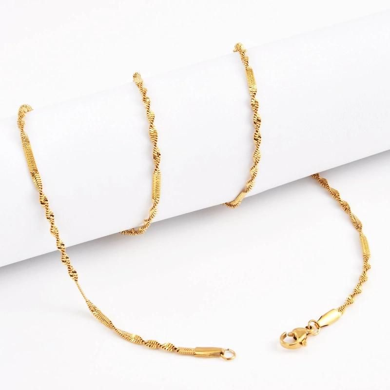 Wholesale 18K Gold Plated 316L Surgical Steel Jewelry Accessories No Allergic Metal Anklet Chain New Twisted Bracelet Necklace for Jewelry Maker