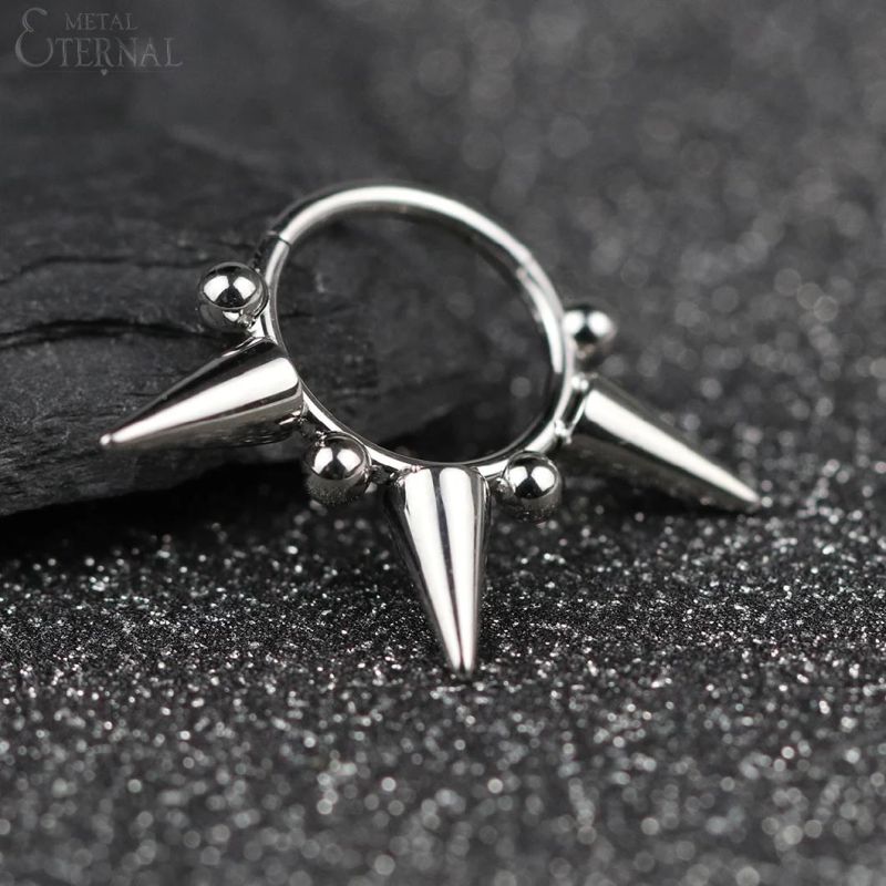 Eternal Metal ASTM F136 Titanium Hinged Clicker Nose Rings with Balls and Tapers Piercing Jewelry