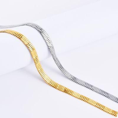 Fashion Accessories Herringbone Chain Embossed Necklace Bracelet Stainless Steel Jewelry Custom