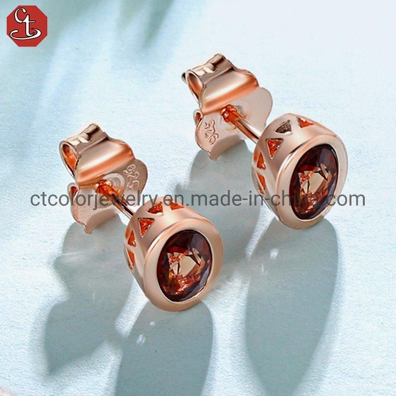 Nature citrine white plating women′s earring factory wholesale fashion jewelry retro stud earrings
