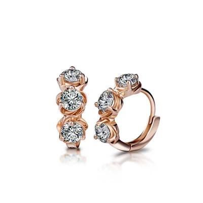 Hot Selling Gold Eaaring Charm Hoop Earring 925 Silver Rose Gold Plated Moissanite Jewelry