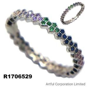 High Quality 925 Sterling Silver Ring with Multi-Color Design