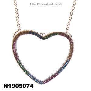 Heart-Shaped Multi-Color 925 Sterling Silver Necklace