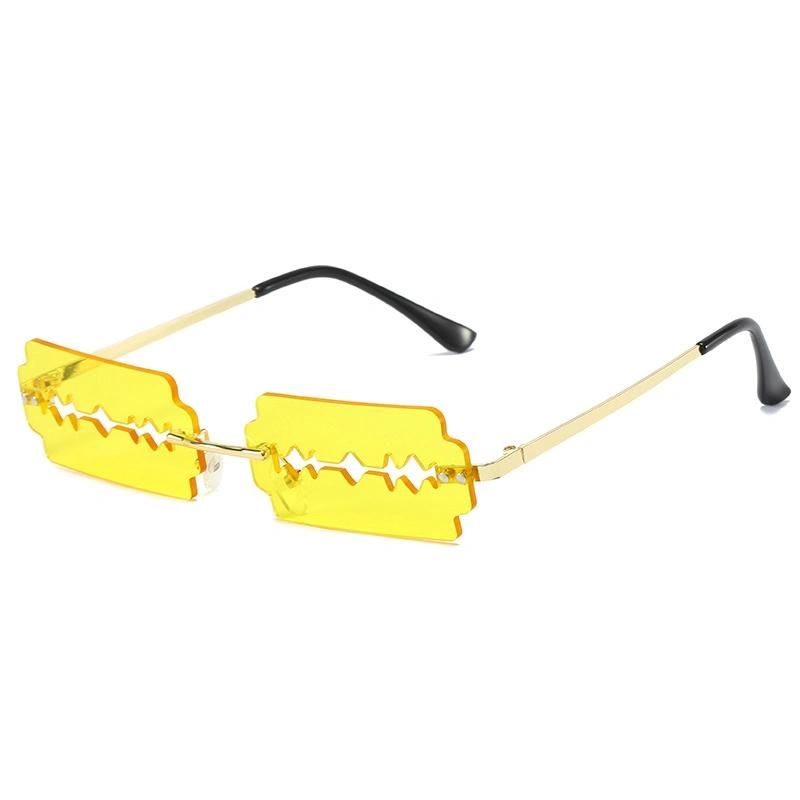 New Blade Styling Cool Personality Rimless Cut Sunglasses Trend Dazzle Color Sunglasses