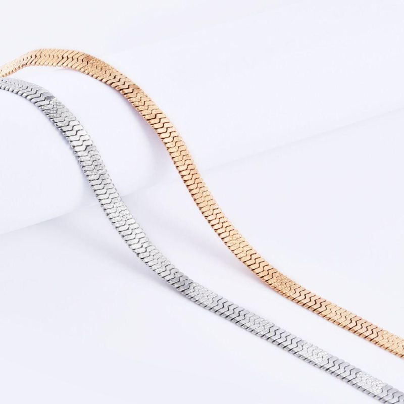 Fashion Accessories Stainless Steel Jewelry Herringbone Chain Embossed Necklace