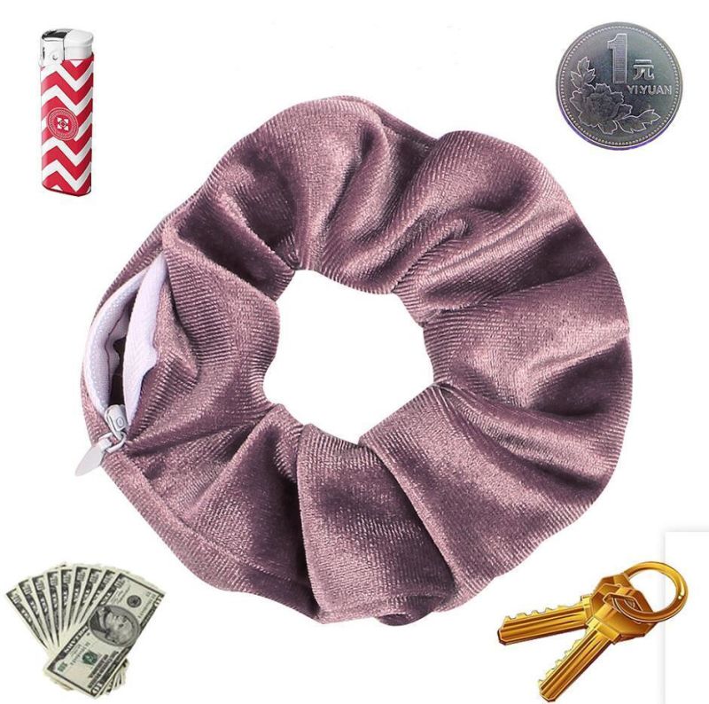 in Stock Zipper Scrunchies Hair Bands Hair Scrunchies