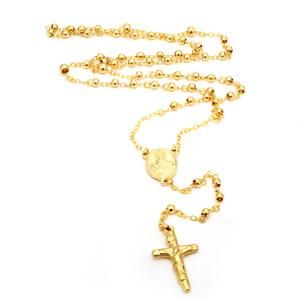 Brass Gold Plated Rosary 3-6mm Necklace 1245