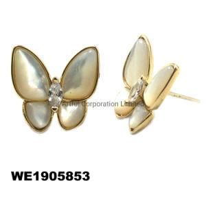 Fashion Jewelry 925 Sterling Silver Earrings 18K Gold Plated Butterfly Earrings