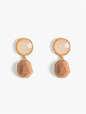 Gemstone Drop Earring with Octagonal Velvet Organic Pendant Stone Earring for Women Fashion Accessories and Jewelry