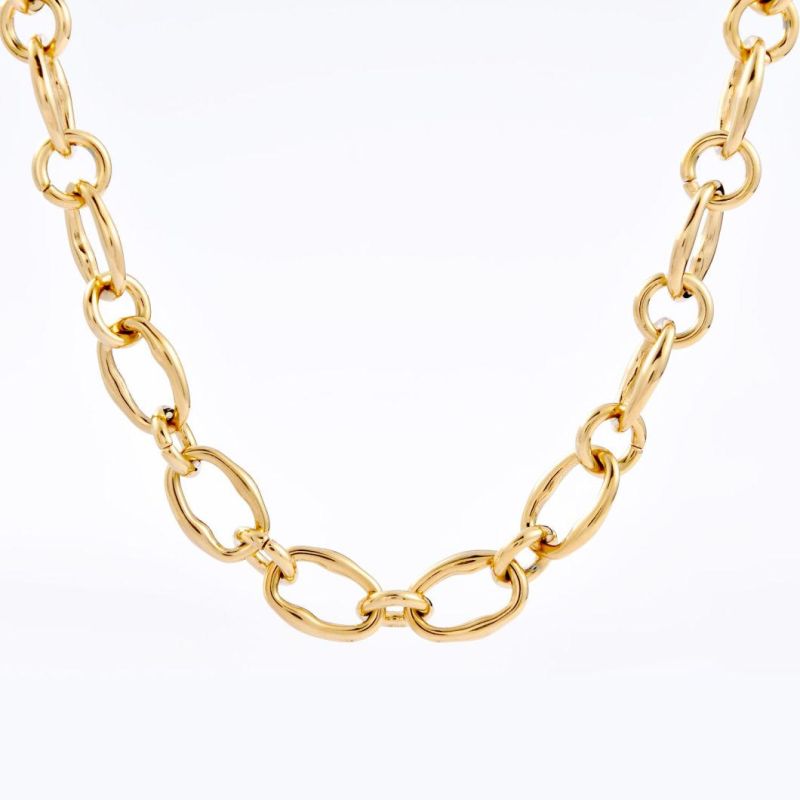 Trendy Gold Plated Gold Color Stainless Steel Silver Color Necklace for Men Women